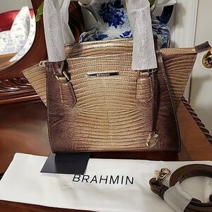 Brahmin Mini Priscilla In Bronze All Over Lizard